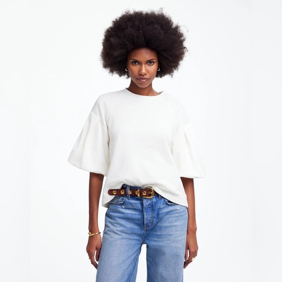 Madewell Tops - Madewell Puff-Sleeve Sweatshirt Tee in Winter White